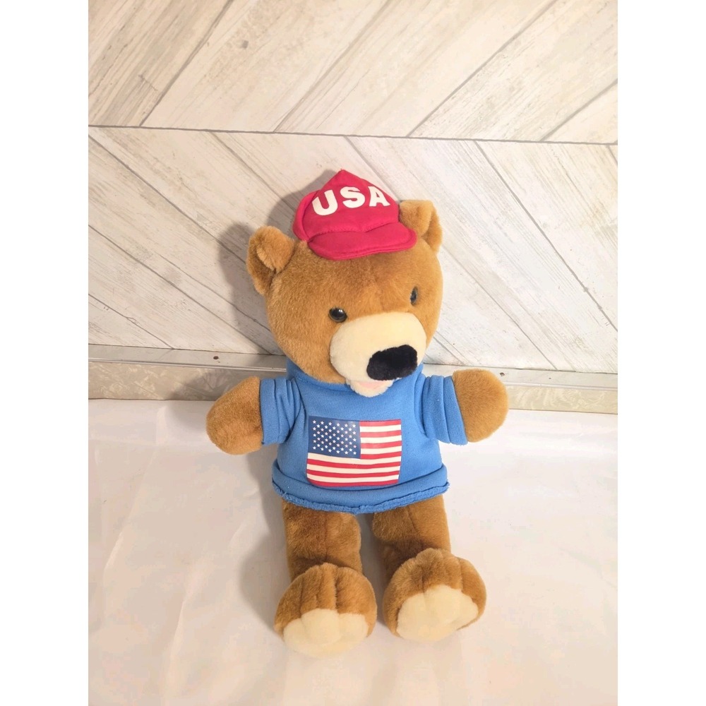McGraw-Hill USA Bear Puppet Plush Stuffed Animal American Flag Vintage Patriotic